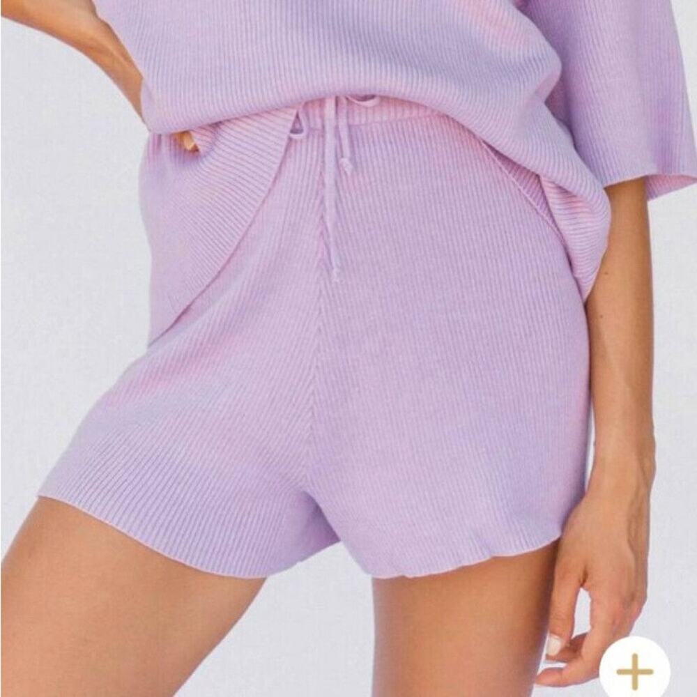 The Lullaby Club Light Lilac Purple Rib Knit Alex Shorts S/M